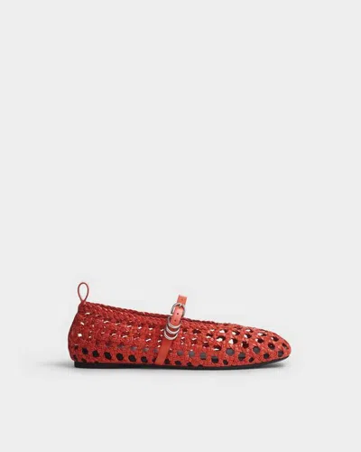 Rag & Bone Orange Spire Woven Mary Jane Faux-leather Flats In Red