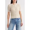 Rag & Bone Stacey Rib Short Sleeve Cotton Blend Cardigan In Neutral