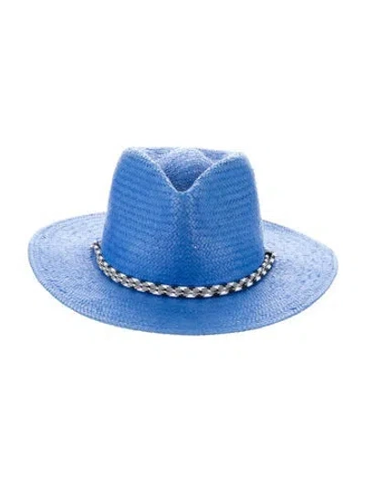 Pre-owned Rag & Bone Straw Fedora In Blue