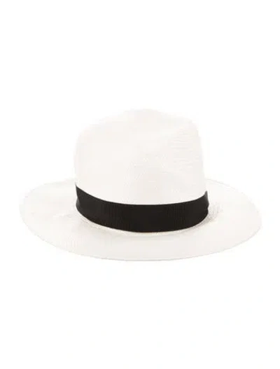 Pre-owned Rag & Bone Straw Fedora Hat In Black/neutrals