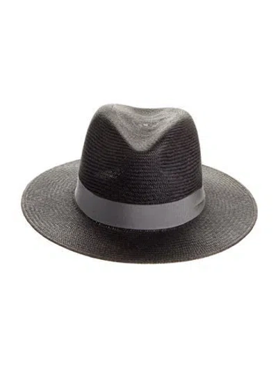 Pre-owned Rag & Bone Straw Fedora Hat In Gray