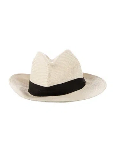 Pre-owned Rag & Bone Straw Fedora Hat In Neutral