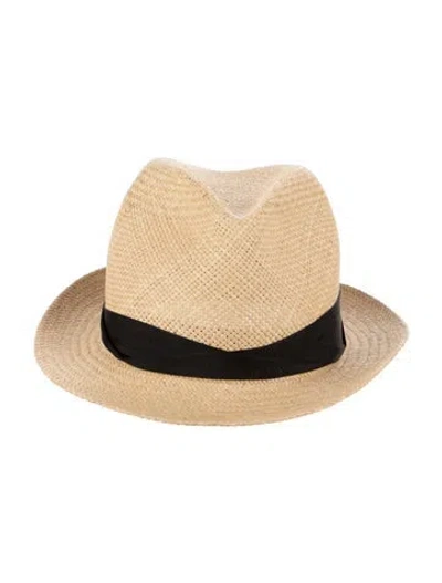 Pre-owned Rag & Bone Straw Fedora In Neutral