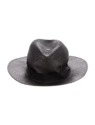 Pre-owned Rag & Bone Straw Gambler Hat In Black
