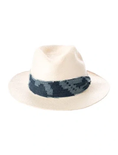 Pre-owned Rag & Bone Straw Panama Hat In Blue/neutrals