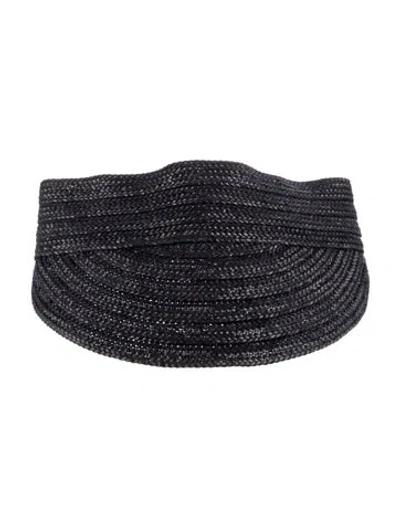 Pre-owned Rag & Bone Straw Sun Visor In Black
