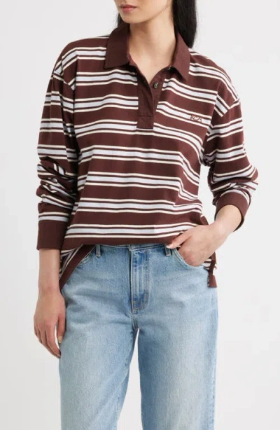 Rag & Bone Stripe Cotton Rugby Shirt In Brown
