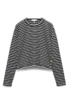 Rag & Bone Stripe Long Sleeve Rib Top In Black