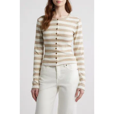 Rag & Bone Stripe Rib Cardigan In Brown