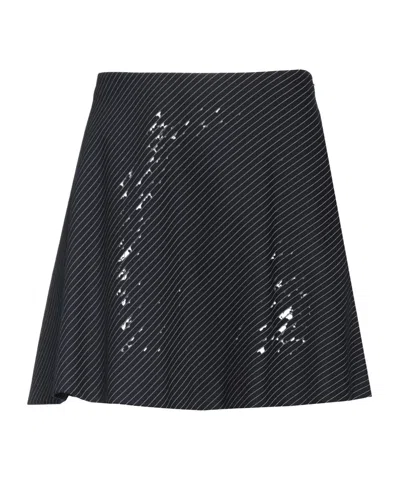 Rag & Bone Striped Aline Skirt In Blue