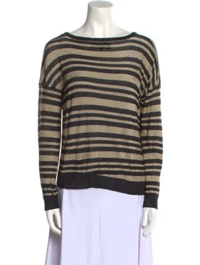 Pre-owned Rag & Bone Striped Bateau Neckline Sweater In Black