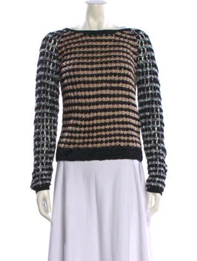 Pre-owned Rag & Bone Striped Bateau Neckline Sweater In Black