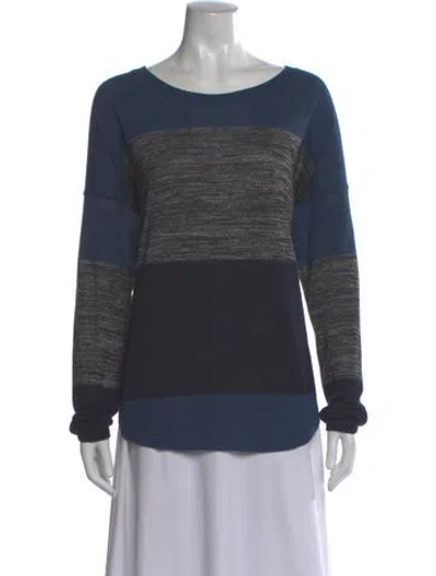 Pre-owned Rag & Bone Striped Bateau Neckline Sweater In Blue