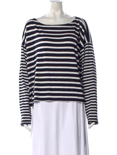 Pre-owned Rag & Bone Striped Bateau Neckline Sweater In Neutral