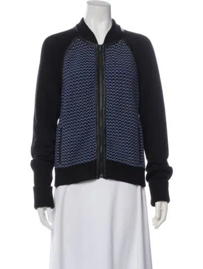 Pre-owned Rag & Bone Striped Bomber Jacket In Black
