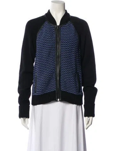 Pre-owned Rag & Bone Striped Bomber Jacket In Blue