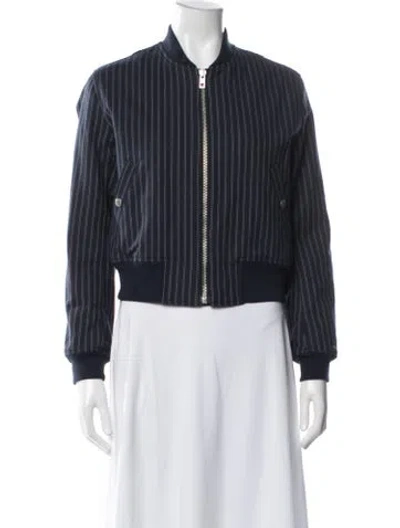 Pre-owned Rag & Bone Striped Bomber Jacket In Blue