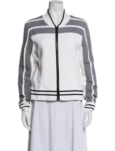 Pre-owned Rag & Bone Striped Bomber Jacket In White