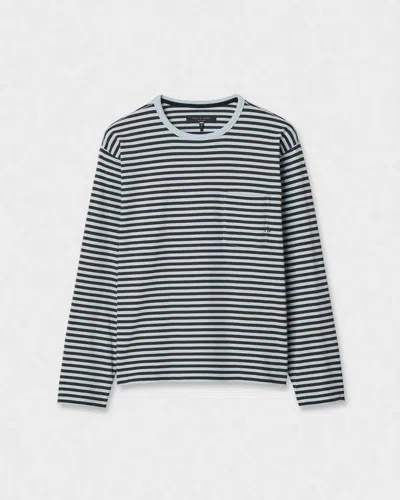 Rag & Bone Striped Boxy Long-sleeve Tee In Blue