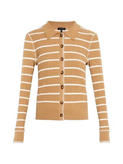 Rag & Bone Harper Stripe Cardigan Camel In Brown