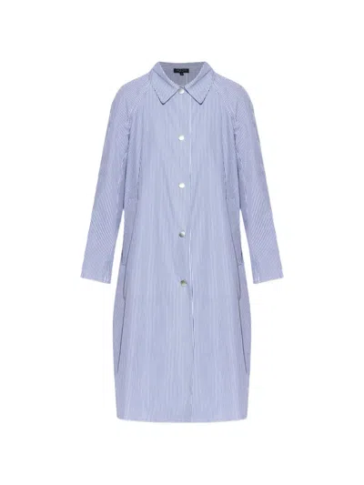 Rag & Bone Striped Buttoned Coat In Blue