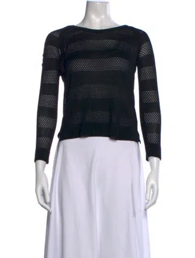 Pre-owned Rag & Bone Striped Crew Neck Sweater In Black