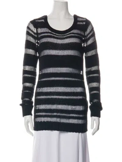 Pre-owned Rag & Bone Striped Crew Neck Sweater In Black