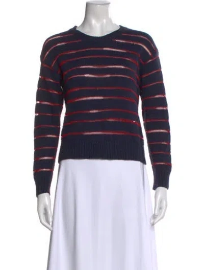 Pre-owned Rag & Bone Striped Crew Neck Sweater In Blue