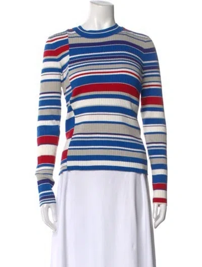 Pre-owned Rag & Bone Striped Crew Neck Sweater In Blue