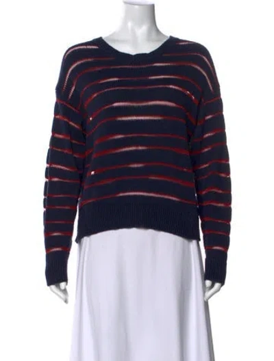 Pre-owned Rag & Bone Striped Crew Neck Sweater In Blue