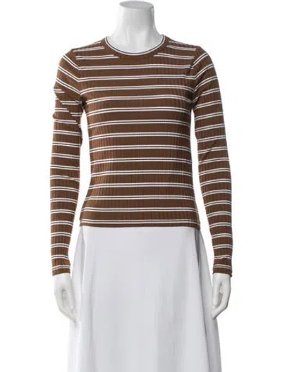Pre-owned Rag & Bone Striped Crew Neck Sweater In Brown