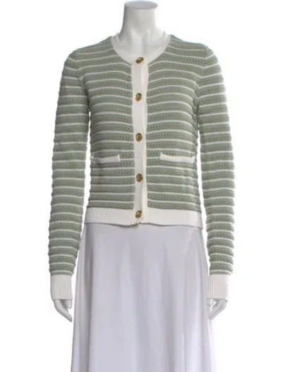 Pre-owned Rag & Bone Striped Crew Neck Sweater In Green
