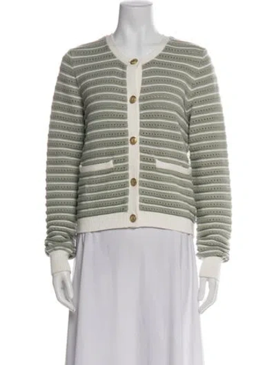 Pre-owned Rag & Bone Striped Crew Neck Sweater In Green
