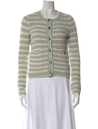 Pre-owned Rag & Bone Striped Crew Neck Sweater In Green
