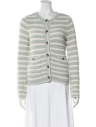 Pre-owned Rag & Bone Striped Crew Neck Sweater In Green
