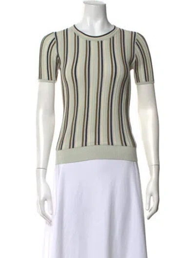 Pre-owned Rag & Bone Striped Crew Neck Sweater In Green
