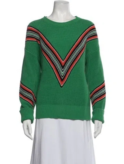 Pre-owned Rag & Bone Striped Crew Neck Sweater In Green