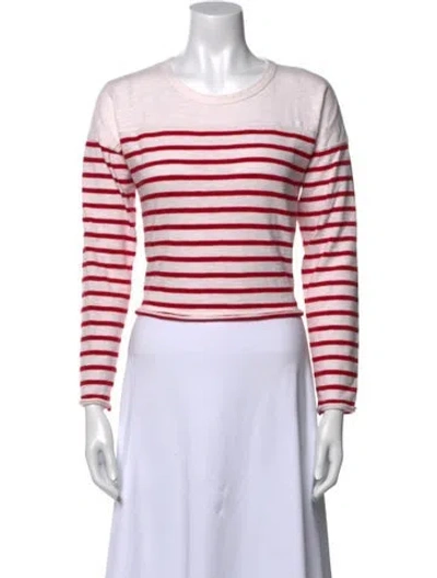 Pre-owned Rag & Bone Striped Crew Neck Sweater In Red