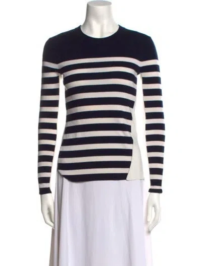 Pre-owned Rag & Bone Striped Crew Neck Sweater In White