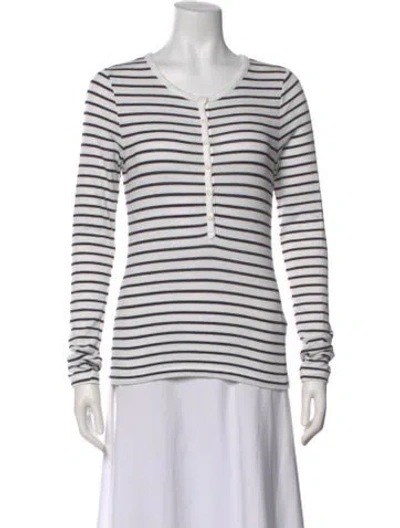 Pre-owned Rag & Bone Striped Crew Neck Sweater In White