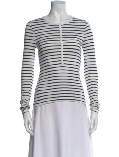 Pre-owned Rag & Bone Striped Crew Neck Sweater In White