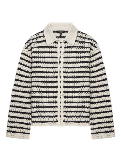 RAG & BONE STRIPED CROCHET CARDIGAN