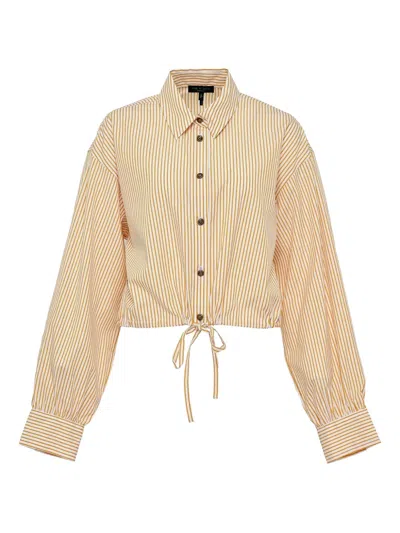 Rag & Bone Striped Drawstring-hem Shirt In Yellow