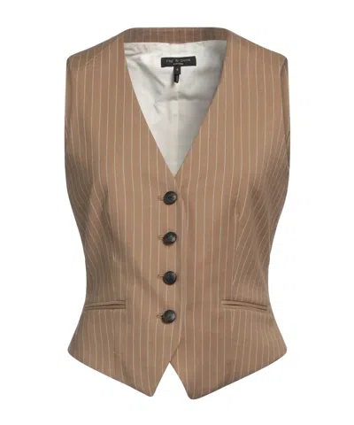 Rag & Bone Striped Flannel Waistcoats In Brown