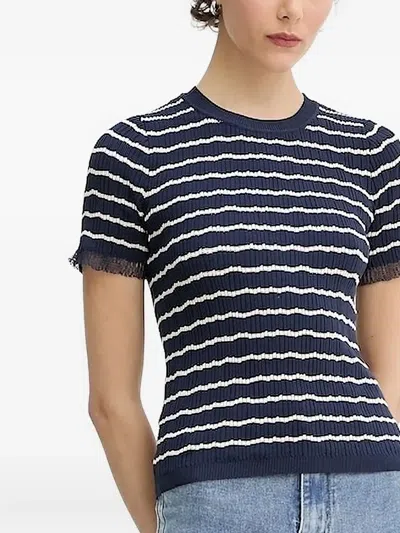 Rag & Bone Striped Frilled-sleeve Top In Blue