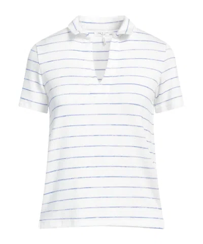 Rag & Bone Striped Knitted Short-sleeved Shirt In White