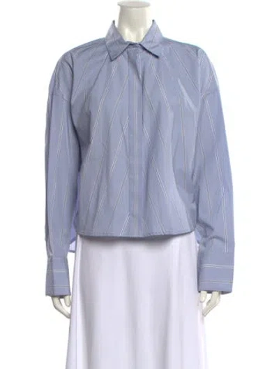 Pre-owned Rag & Bone Striped Long Sleeve Button-up Top W/ Tags In Blue