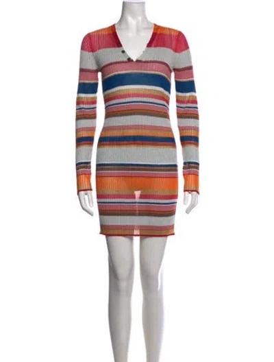 Pre-owned Rag & Bone Striped Mini Dress In Blue/orange