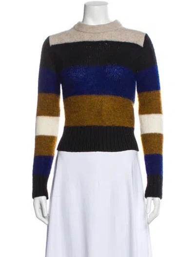 Pre-owned Rag & Bone Striped Mock Neck Sweater In Black