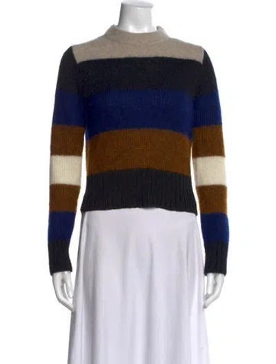 Pre-owned Rag & Bone Striped Mock Neck Sweater In Black